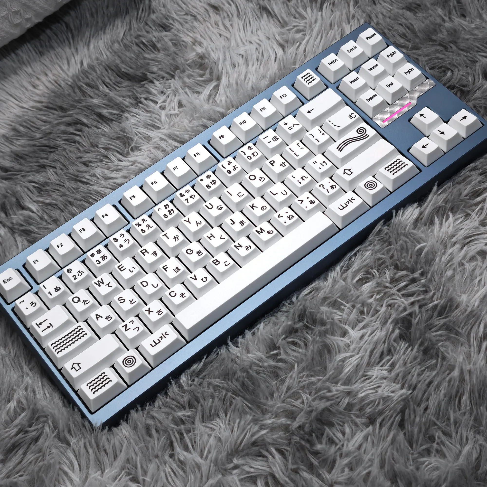 White Japanese Root Keycaps Cherry Profile Dye Sublimated PBT 143 Key Full Set Compatible with Cross Stem Switches