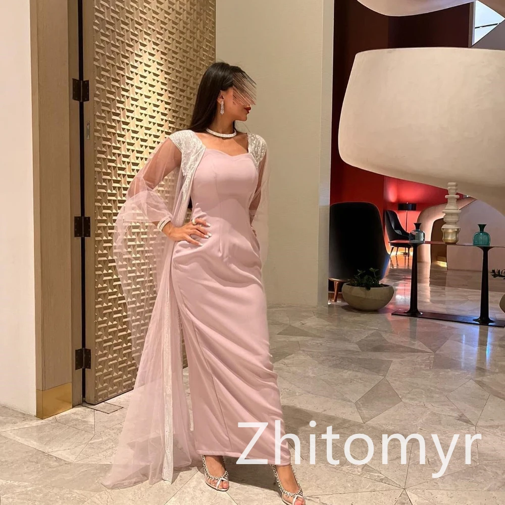 Spersonalizowane Wykwintne Proste Poretrait Sheath Prom Dresses Bolero Tulle Organza Anke length Evening فساتين vestidos para eventos