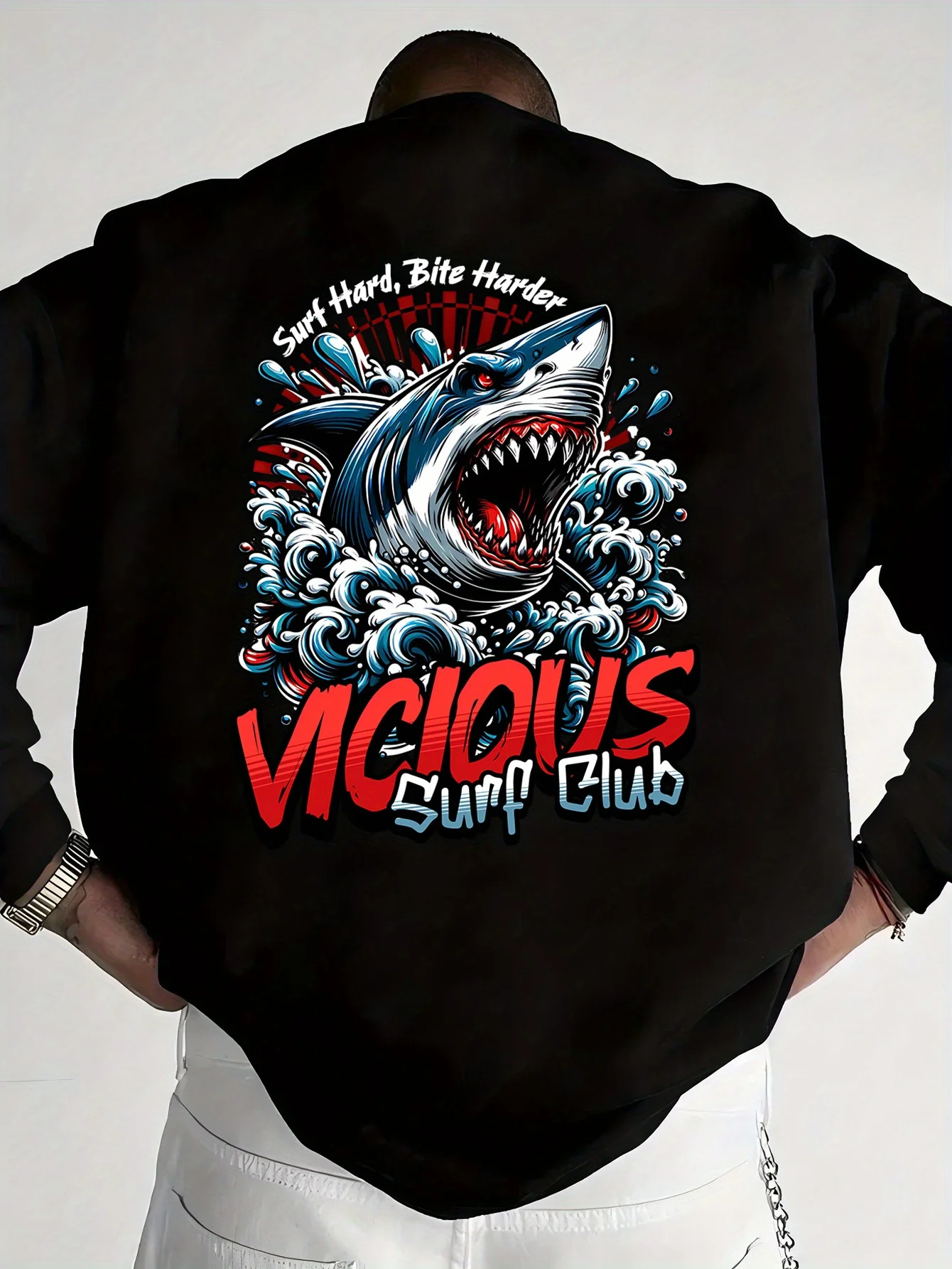 

Shark Graphic Print Autumn and Winter Men's and Women's Sweatshirts Casual Loose Outdoor Street Sports Training Brand Fashion