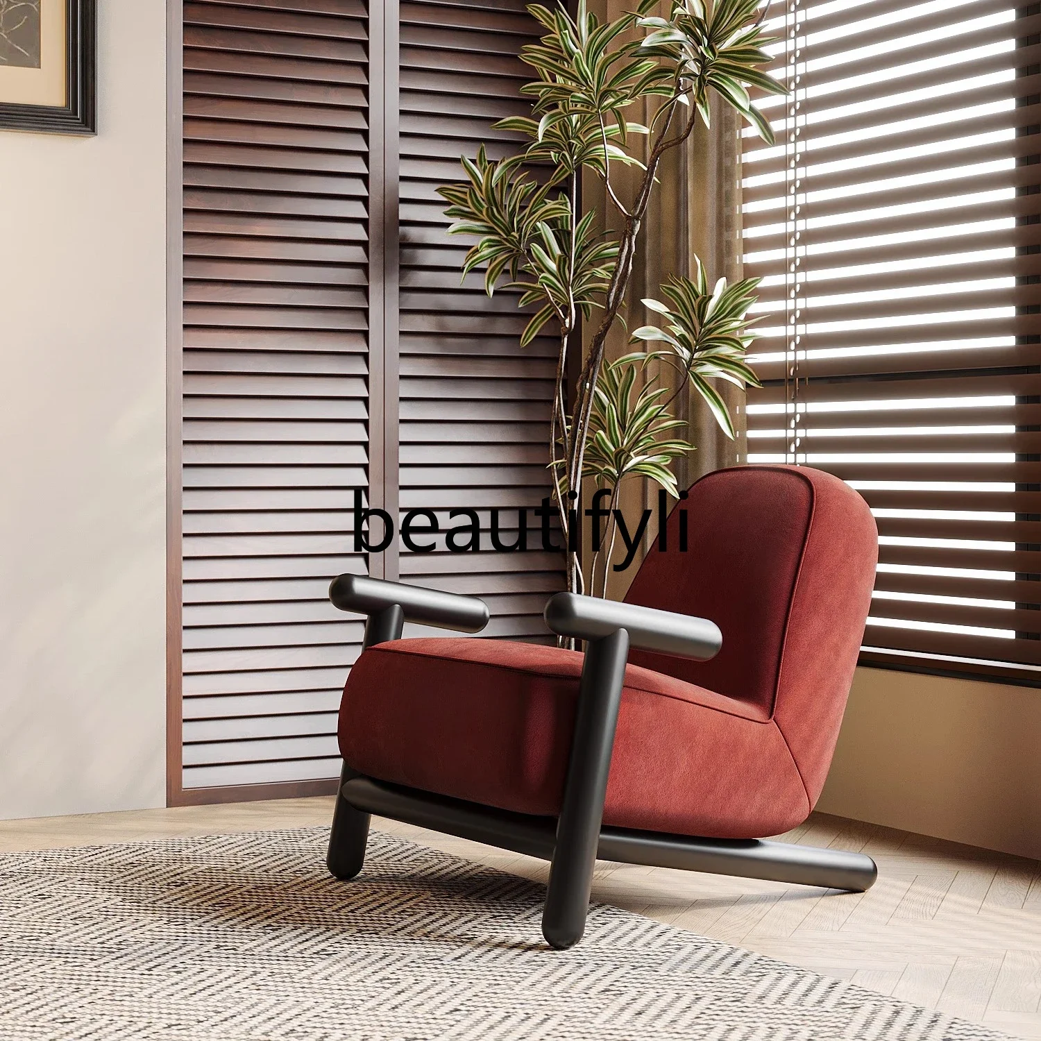 

pg45Italian minimalist living room thousand bird grid single sofa chair simple light luxury leisure creative sofa chair