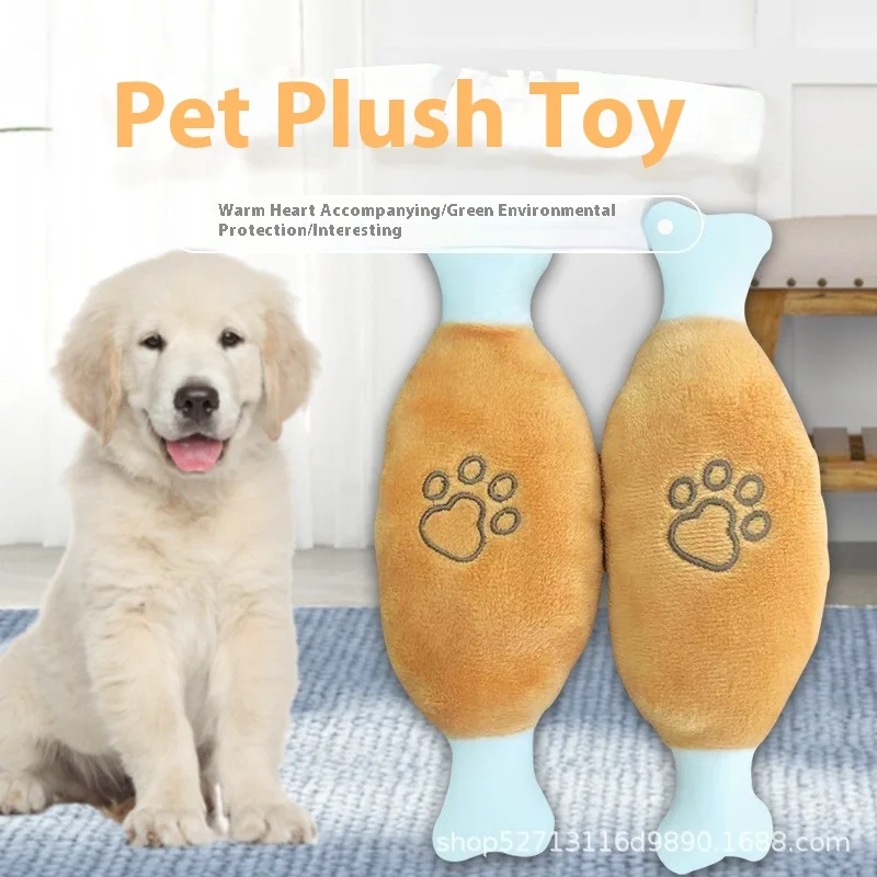 

Set of 2 Dual-Headed Pet Training Toy - Squeaky Plush Chicken Legs for Dogs, Teeth Cleaning & Puzzle Play