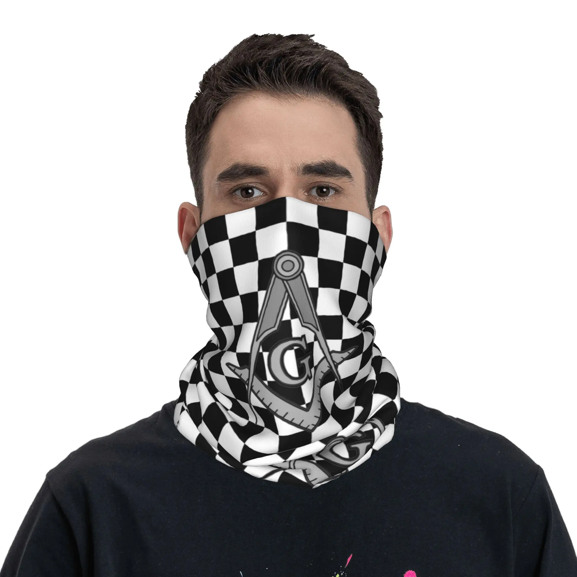 مخصص الماسوني مربع والبوصلة الماسونية باندانا الرقبة أدفأ النساء الرجال الشتاء التزلج وشاح أنبوبي الجراب ميسون واقي الوجه #4