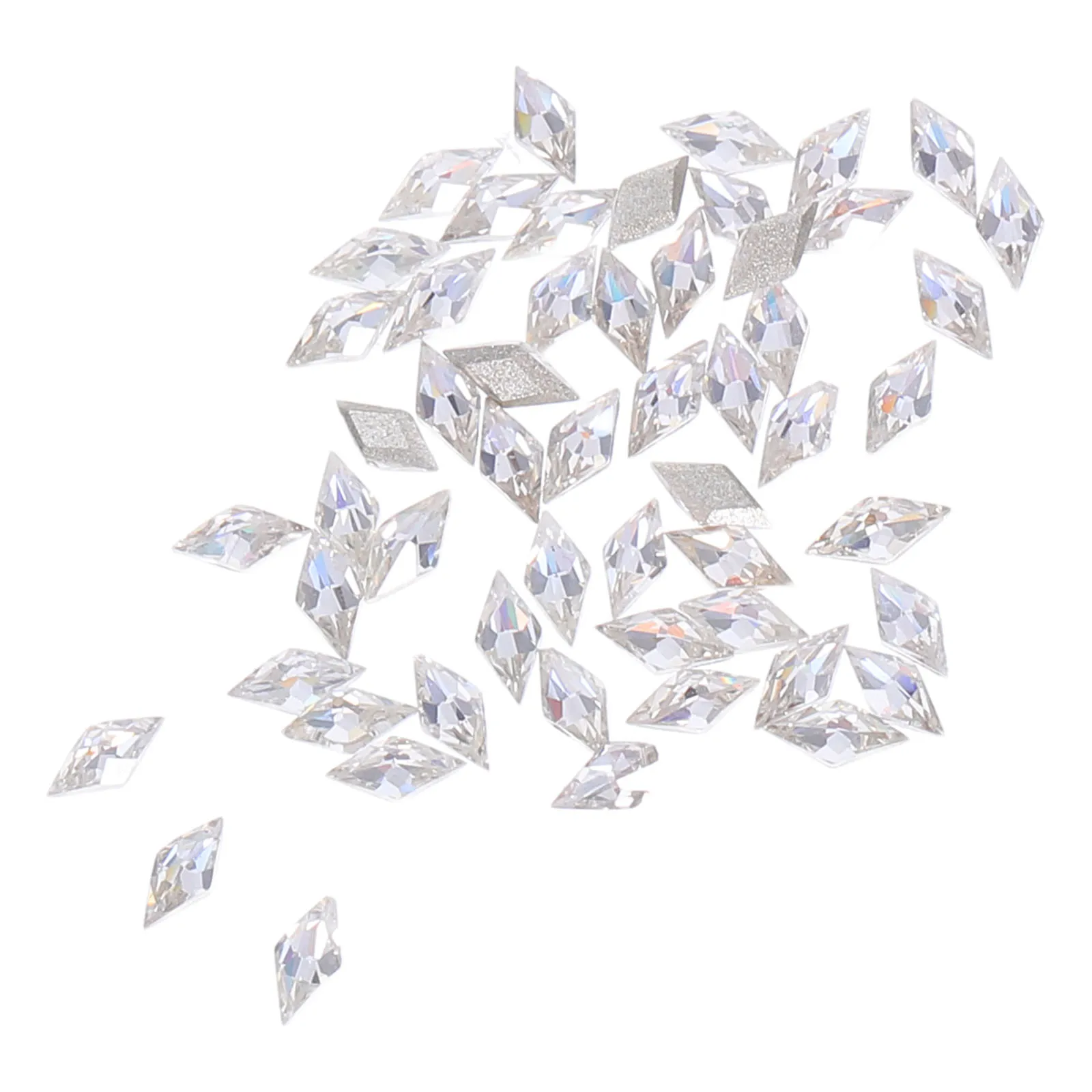 50Pcs Mini Rhombic Nail Rhinestones Flatback Zircon Stones Shiny Crystal Gems DIY Manicure Decorations Colorful Nail Gems