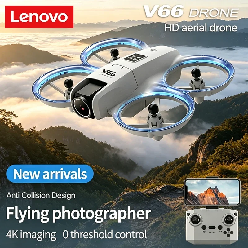 

Lenovo V66 Mini Drone 4K Profesional Dual Camera Headless Mode Obstacle Avoidance WiFi FPV Dron 360° Flip RC Quadcopter Toys