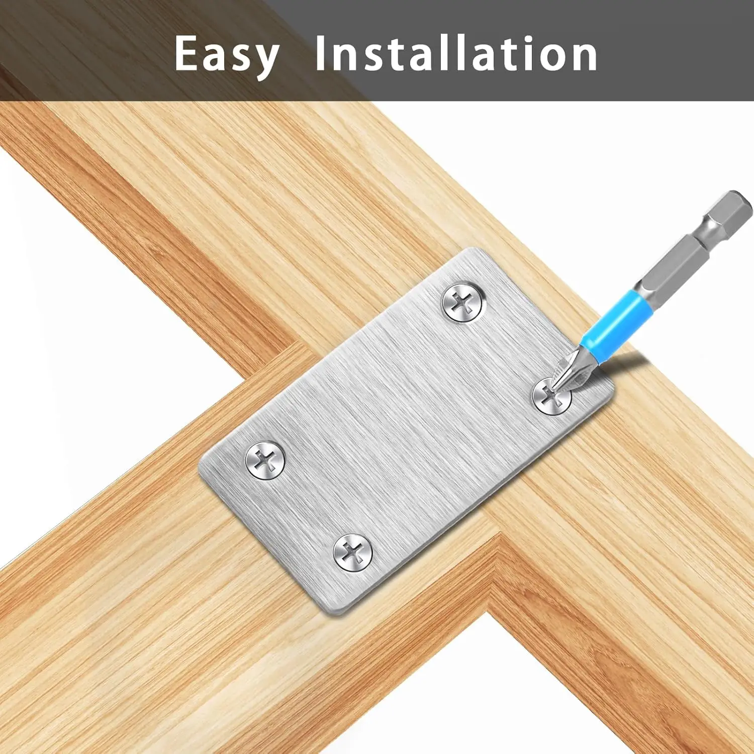 10PCS Stainless Steel Right Angle Bracket, Straight Four Hole Fixed Angle Bracket, Furniture Fasteners, Wood, Shelves, Cabinets,