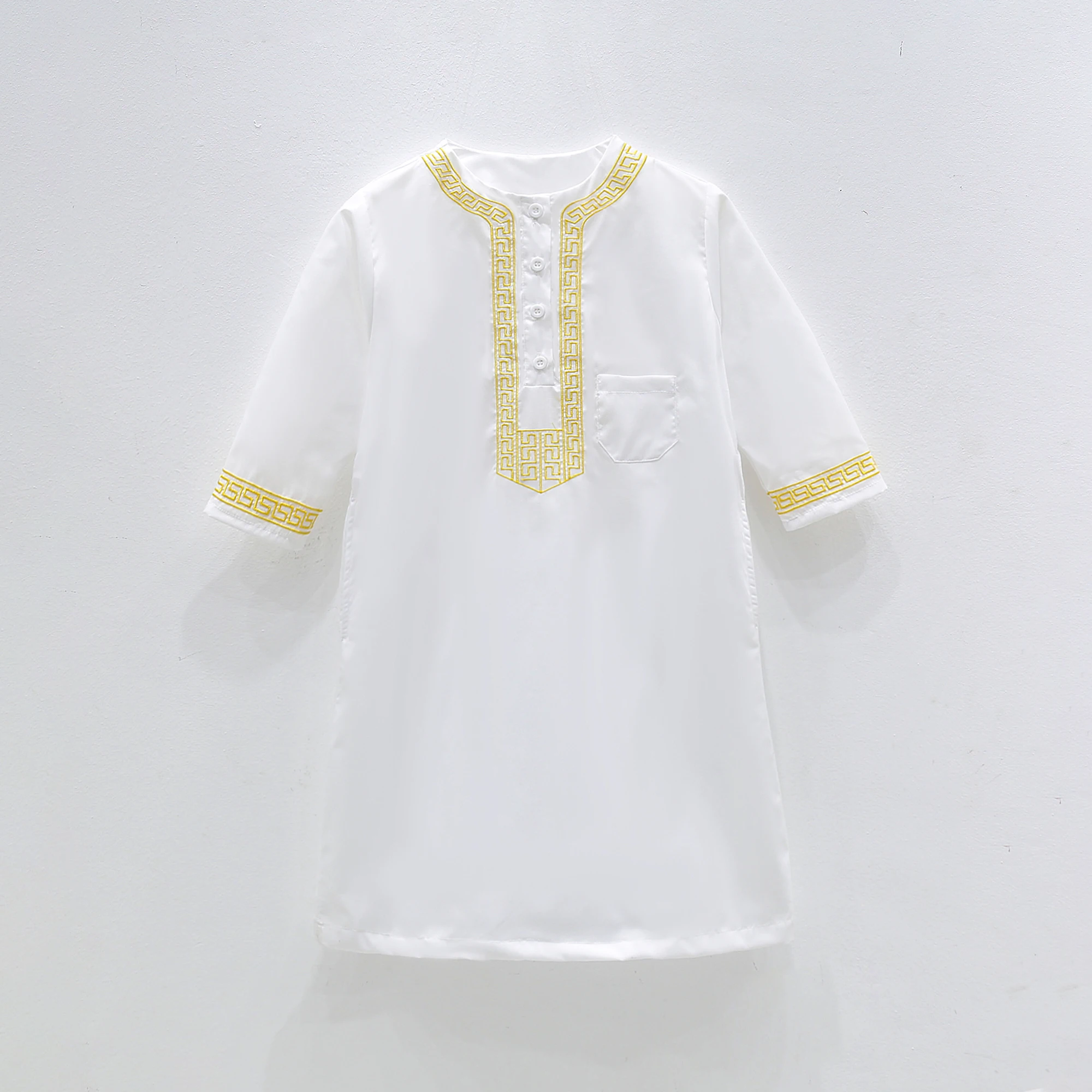 Autumn New Collection for Boys and Girls Aged 2-14, Middle Eastern Arabian Long Dress with Exquisite Gold Patterns on the Collar