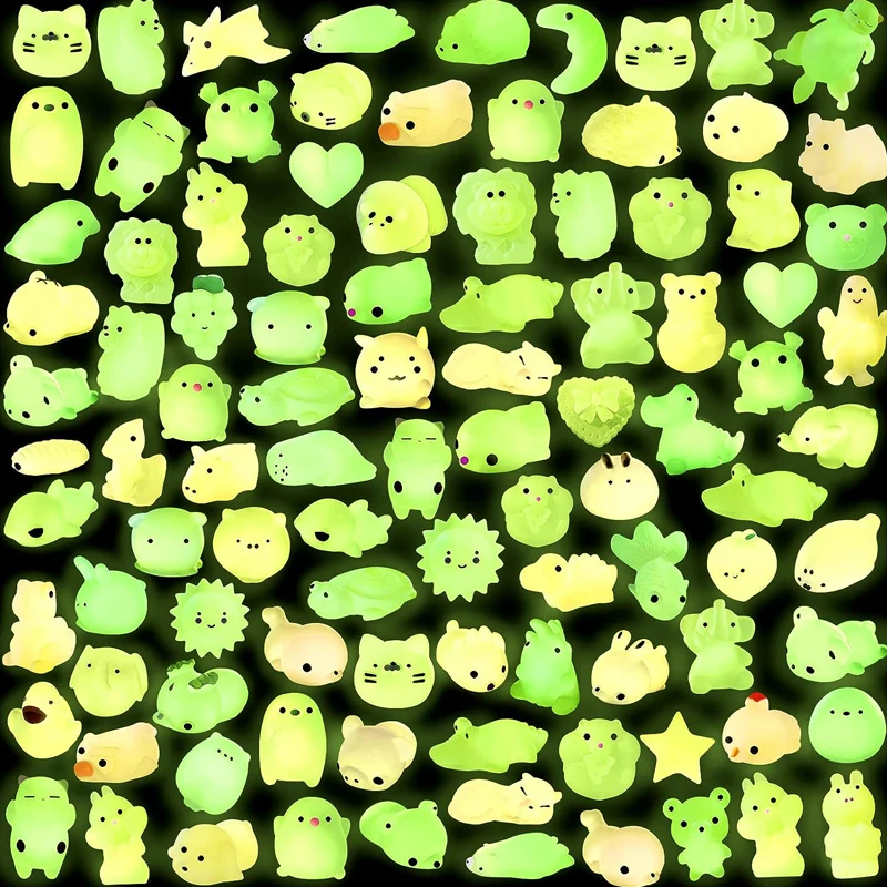 Glow In The Dark Mochi Squishy Squeeze Toy Kawaii Animals Stress Relief Toys Pack Kindergeburtstag Partygeschenke Goodie Bags – Detail 1