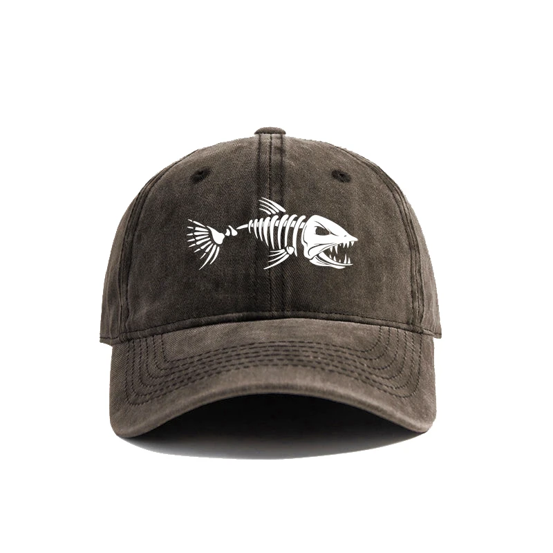 Fish bone and fish bone printed baseball caps are ideal equipment for casual and minimalist travel for both men and women image 6