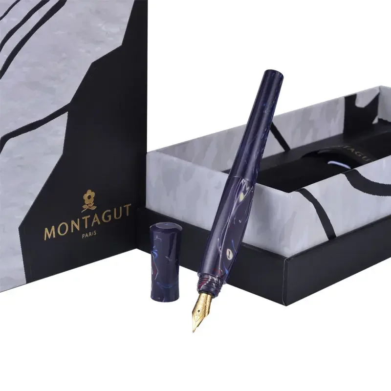 

Популярная перьевая ручка Montagut Golden Barrel And Golden Trim с иридиевым пером 0,5 мм, практичная канцелярская ручка для письма в подарочной коробке.