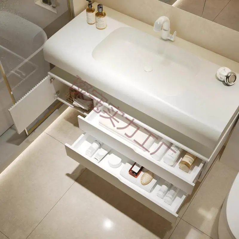 New Model Bathroom Cabinets Hyundai Creamy Minimalist Bathroom Cabinets Double Basin Home Furniture Mobili Da Bagno ZY40YSG