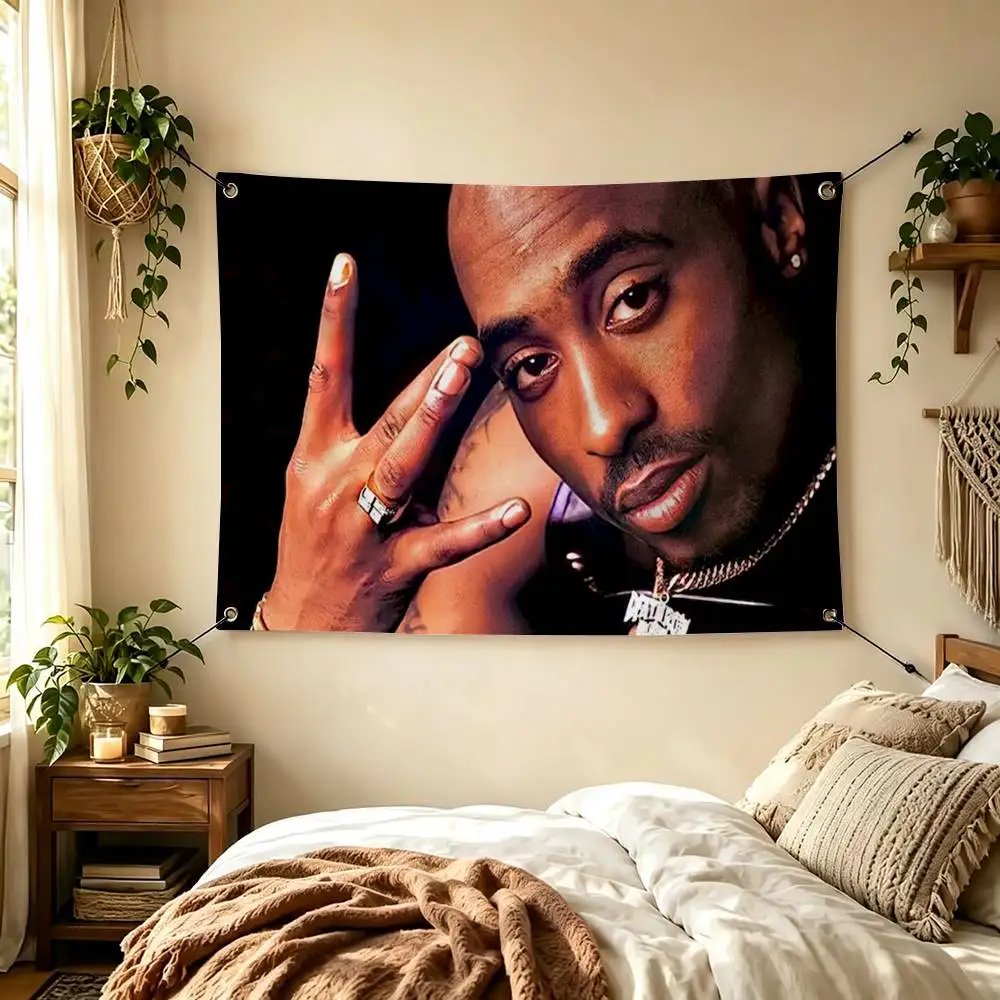 Tupac Shakur Rap Rapper  Flags Wall Hanging Tapestry Outdoor Garage Room Decorative flag Background Blanket
