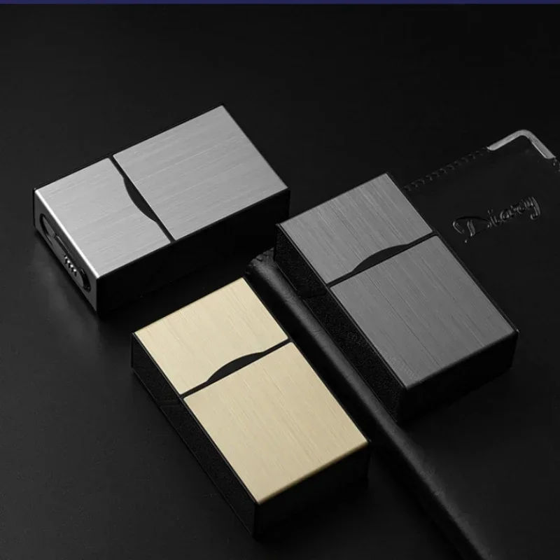 2 In 1 20 Cigarette Case Lighter Case USB Rechargeable Electronic Case Portable Windproof Smoking Accessories Gift for Men