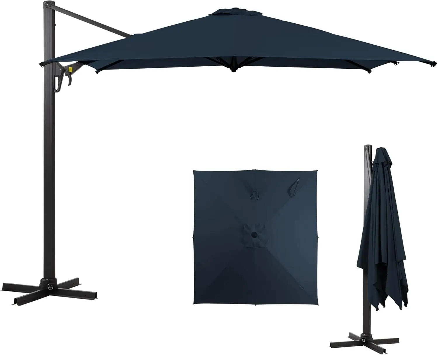 

Rectangular Patio Umbrella with Crank and Push Button Tilt, Large Outdoor Metal Pole Square Umbrella, Polyester Canopy