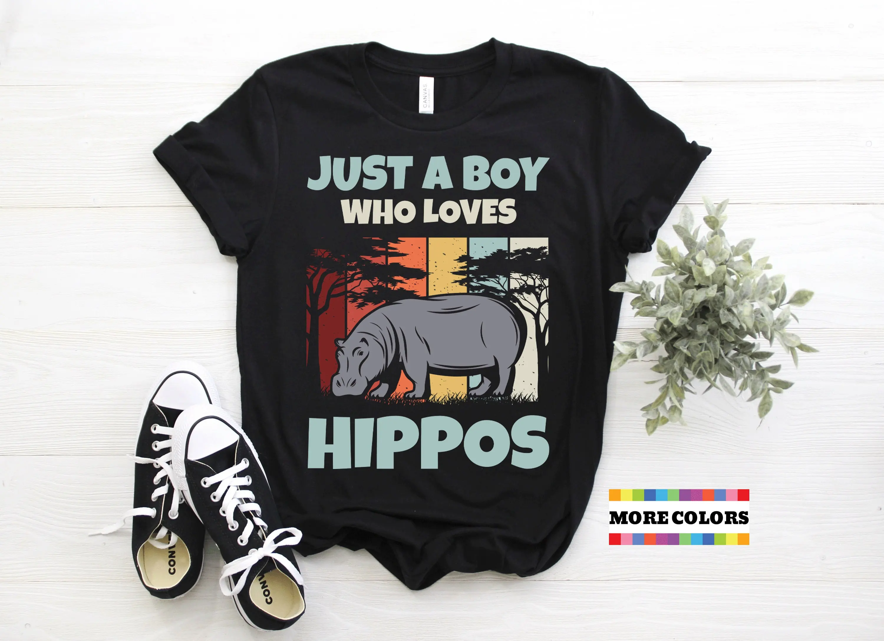 Retro Hippo T Shirt Funny Boy Who Loves Hippos Hippopotamus Fans Animal Lover Costume African Animals Birthday Present