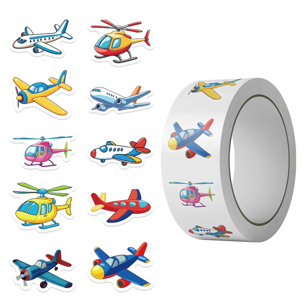 Waterproof Cartoon Plane Roll Stickers (500 Pcs/Roll) PVC Decor for Kids’ DIY Projects Phone Cases Backpacks  AnimeWorlds Store