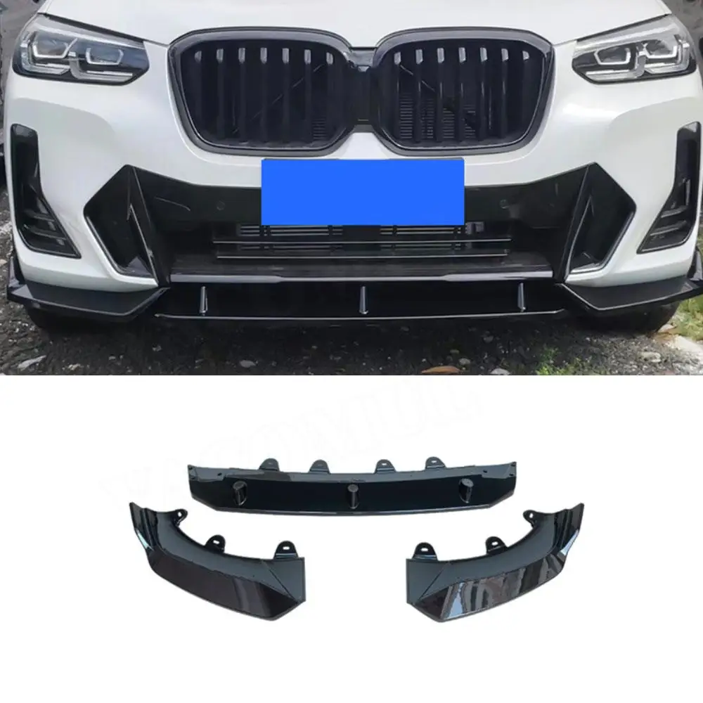 VACOMUL Gloss Black Car Front Bumper Lip Chin Spoiler Extension Covers For BMW X3 G01 X4 G02 M Sport Style 2022 UP