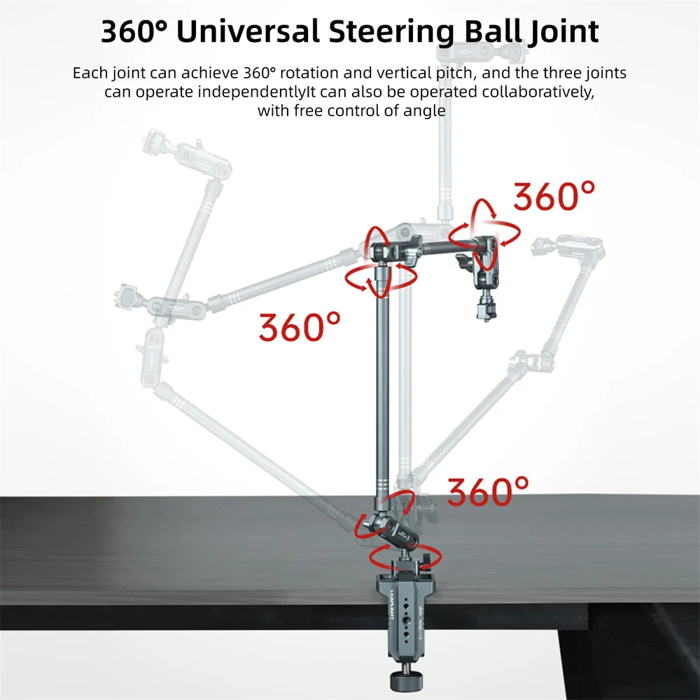 LEAPLIGHT Magic Arm W Clamp, Overhead Articulating Friction Desk Camera Mount Boom Arm for DSLR,Webcam, Mic,Light,Action Camera