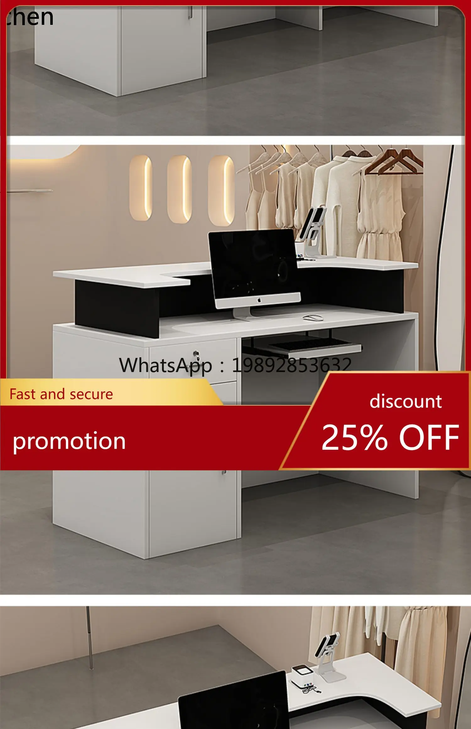 

ZML Cashier Counter Small High-End Feel Clothing Store Counter Beauty Salon Reception Desk