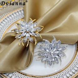 Hebillas de flor de diamantes de imitación para servilletas, soporte de 6 piezas de loto para boda, Día de Acción de Gracias, decoración de vacaciones de Navidad, HWC93