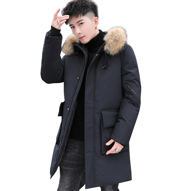 ملابس مبطنة للرجال شتوية سميكة متوسطة وطويلة النسخة الكورية سترة ملابس قطنية فضفاضة ملابس خبز سميكة للشباب #5