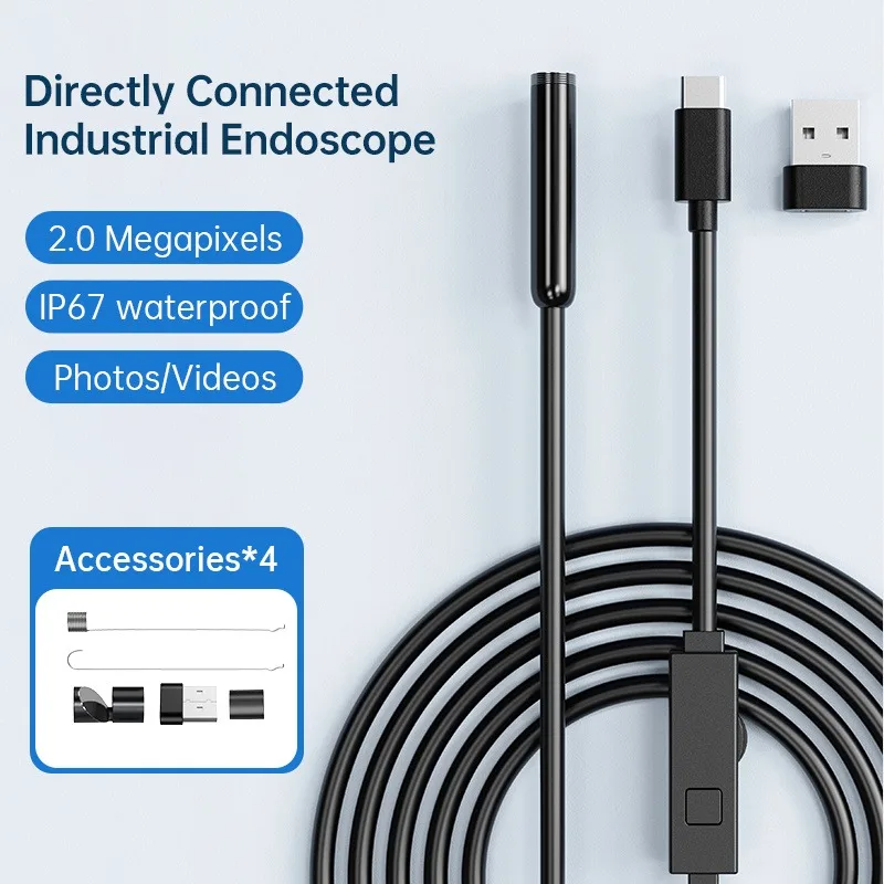 The Mobile Phone Endoscope Camera Boasts 1080P HD Resolution, Is Rated IP67, Features 8 LED Lights, And Includes Usb/Type-C, Making It Perfect for Examining Vehicles, Pipes, Engines