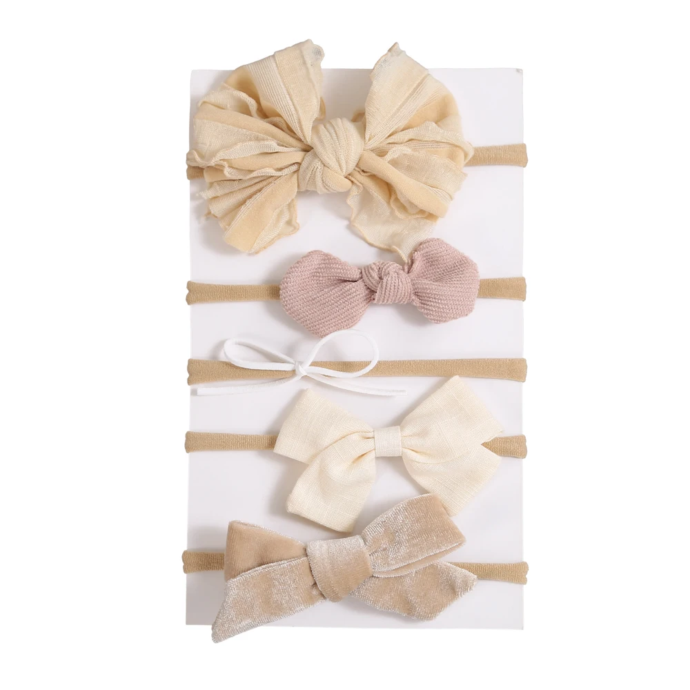 5 pièces/lot bébé bandeau pour bébé filles en Nylon doux élastique couleur unie bandeau imprimé cheveux arc enfants chapeaux bébé cheveux accessoires