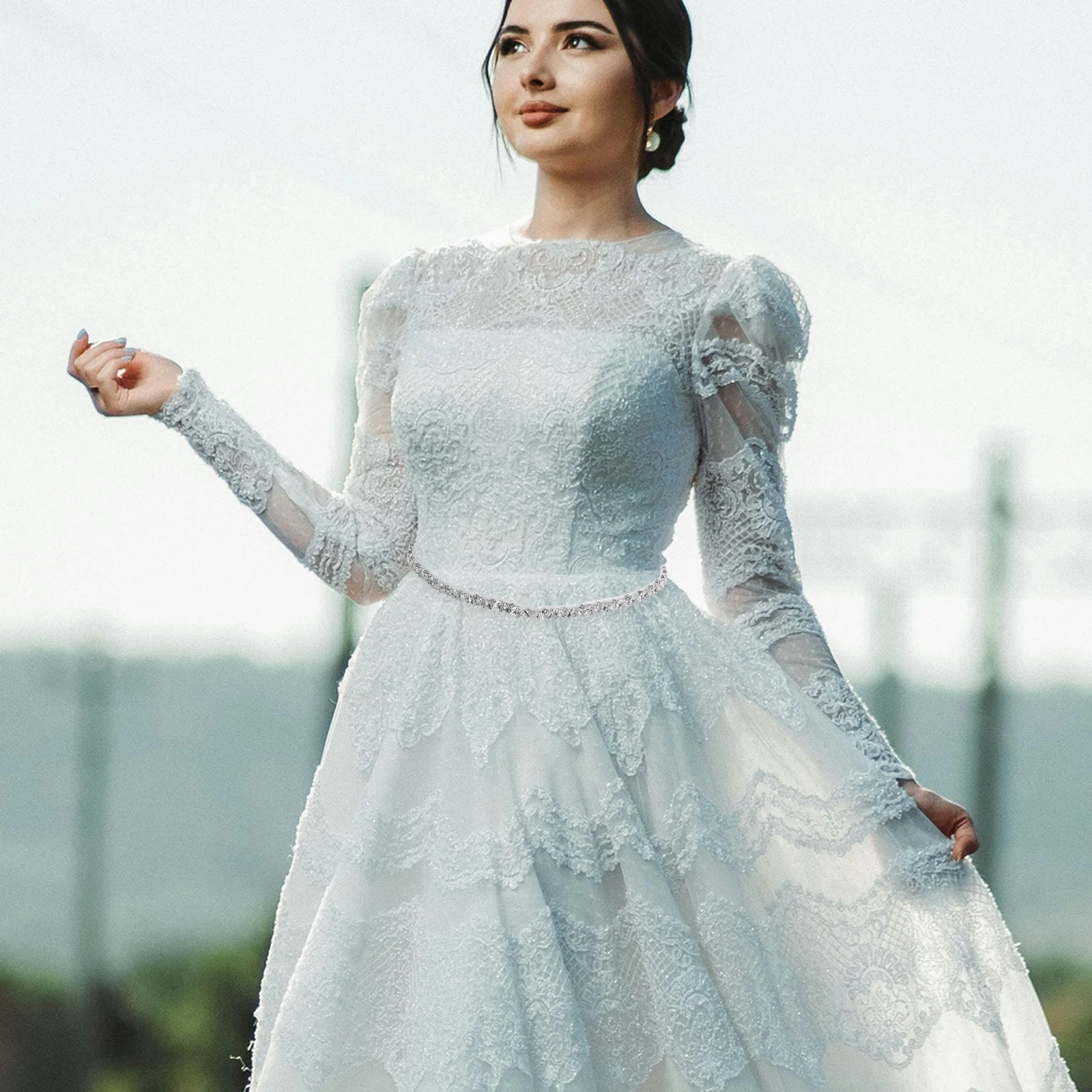 

2pcs Rhinestone Bridal Waist Sash Sparkly Wedding Belt Bridesmaid Dress Waistband Applique Gown Event Reusable Formal Evening