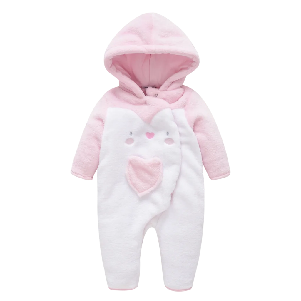 Honeyzone Infant Sleepsuit Pajama Jumpsuit Babi Girl Clothing Winter Hooded Suit Newborn Romper