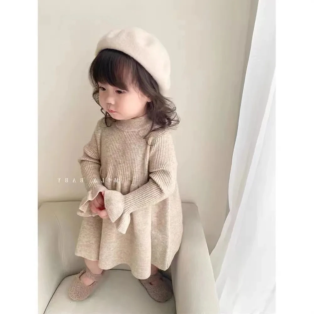 Toddler Baby Girl Knit Sweater Dress Children Cute Long Sleeve Sweater Dresses for Girls Fall Outwear fits 1-10Years