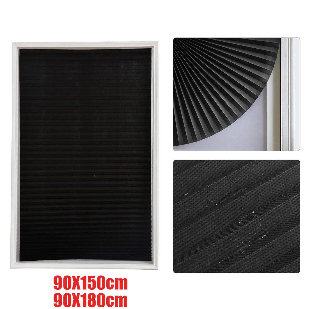 أعمى للنافذة ستائر ذاتية اللصق مطوي الستائر اللاسلكية لا الحفر ستائر النسيج غرفة سواد ظلال ظلال التعتيم للحمام #1