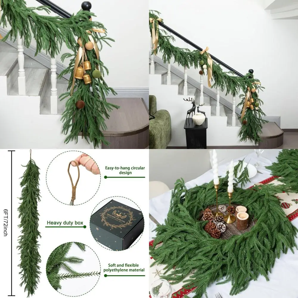 

Реалистичная снежная гирлянда Deluxe Norfolk 72, идеально подходит для праздничного декора в помещении и на открытом воздухе