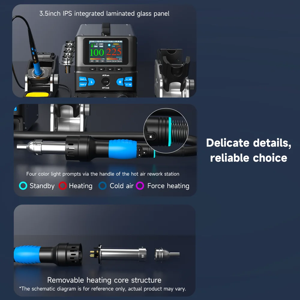 Aixun HT316 2IN1 Hot Air Desoldering Station for Mobile Phone Tablet Motherboard Repairs PCB Chips IC Soldering Desoldering Tool