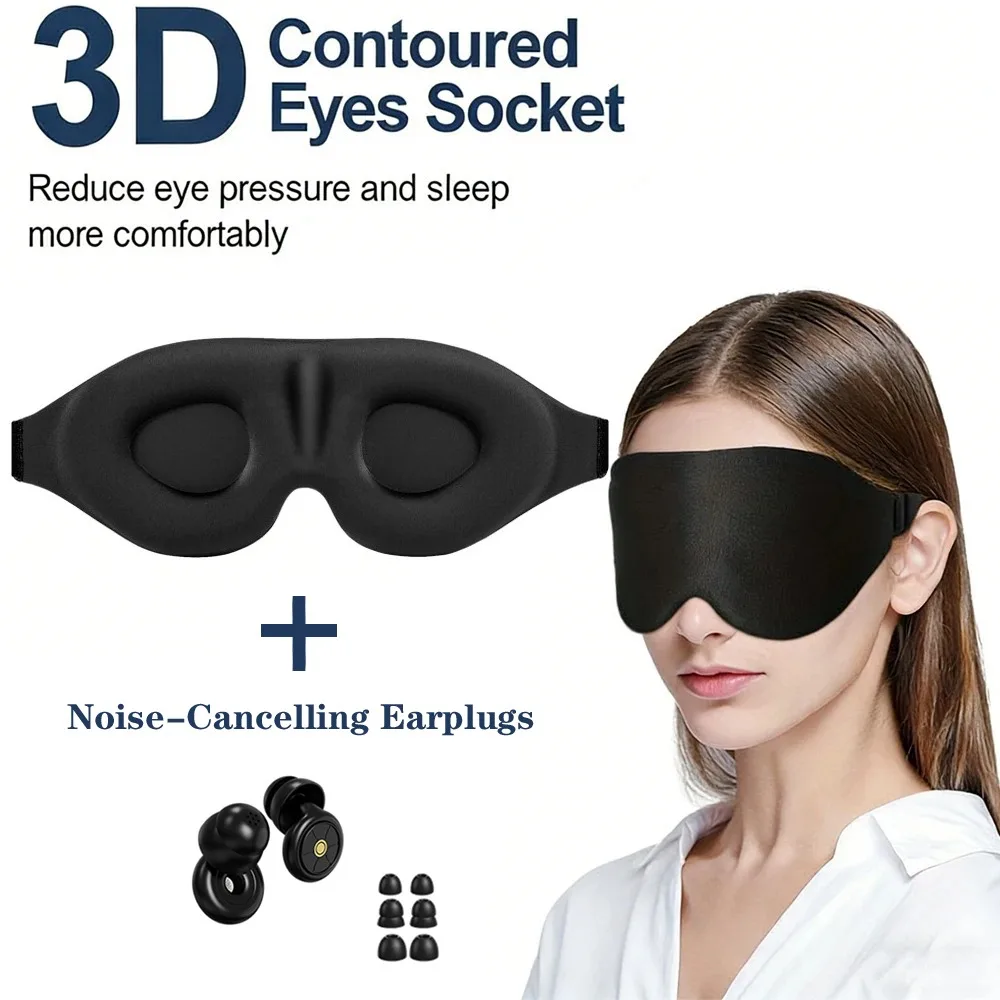 

Sleep Mask for Sleeping,Block Out Light,Zero Pressure Breathable Travel Eye Cover With Adjustable Strap With Sleep Ear plugs