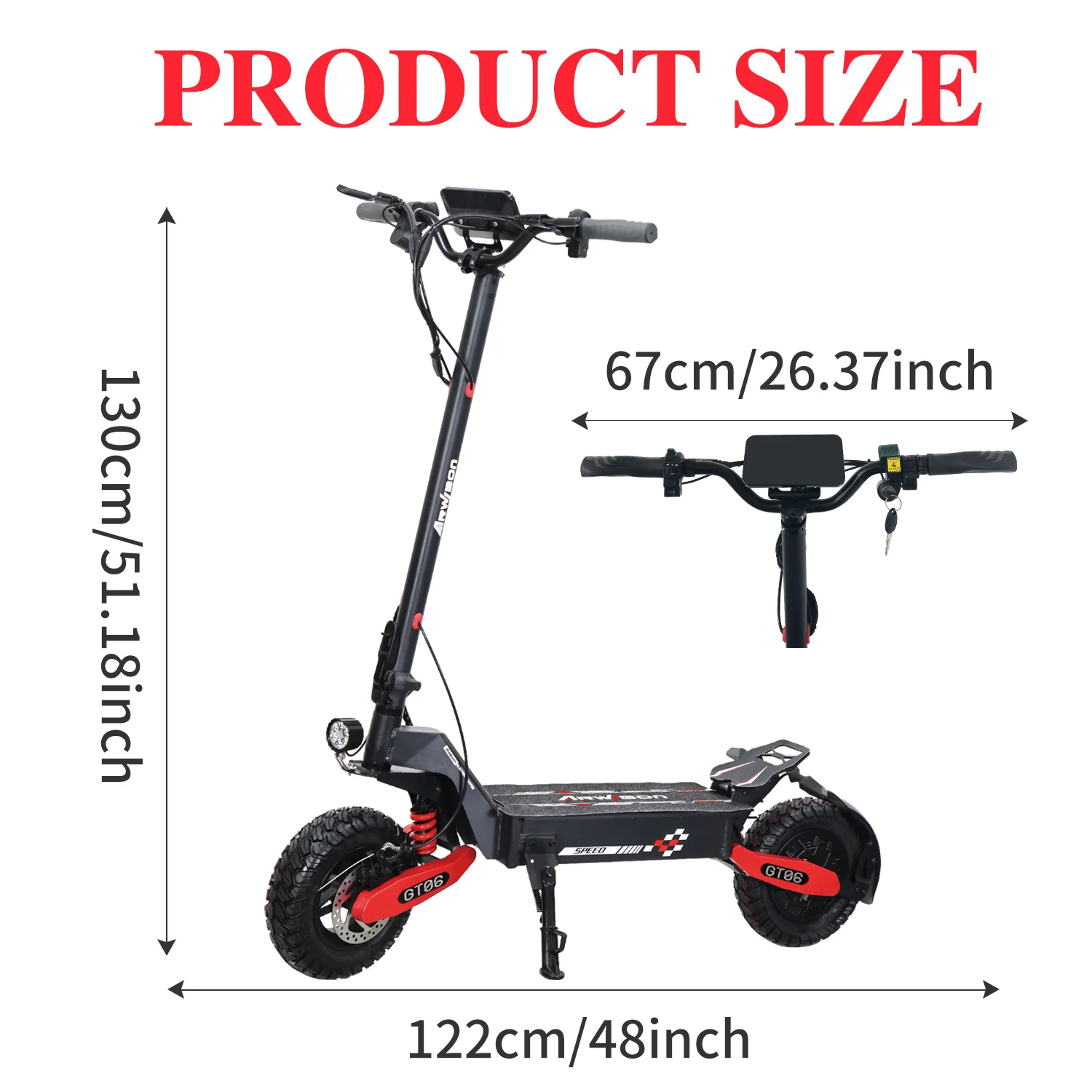 Scooter elétrico para adultos, EScooter de motor duplo, absorção de choque, pneus off-road dobráveis, 40MPH, 52V, 23AH,2400W, 11 ''off-road pneus