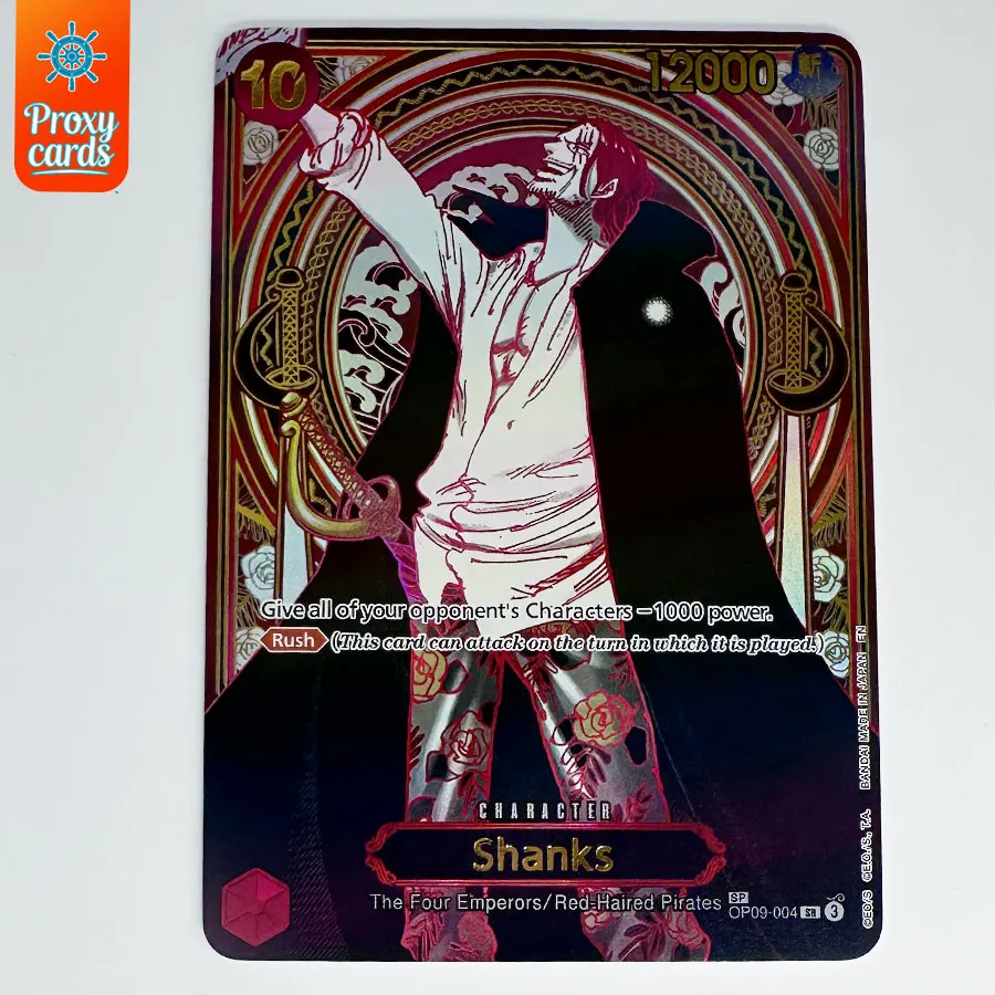 One Piece TCG OP09 Rare Proxy Cards Shanks Gol D Roger Blackbeard Monkey D Luffy Manga Refractive Flash Collectible Anime Cards view 3