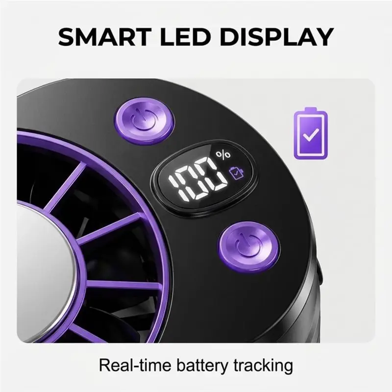 

[B25B!】 Clip-On Fan For Air Conditioner With LED Display, Waist-Hanging Design, Portable Mini Cooling System For Outdoor Workers