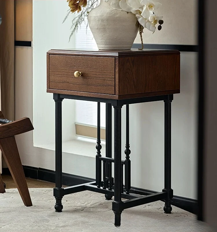 

PYJ French retro side table sofa side table living room solid wood bedside table
