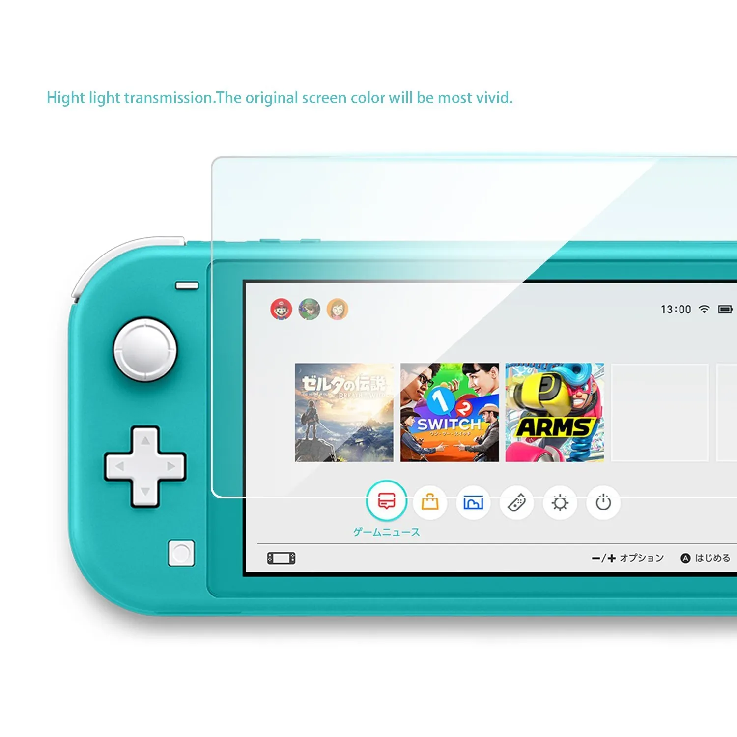 GeekShare-닌텐도 스위치 라이트 강화 유리 필름, 얇은 0.33mm Asahi 유리 화면 보호 유리 필름 보호기 NS 라이트용