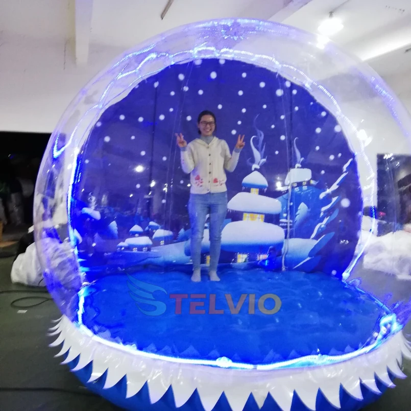 Large Inflatable Snowball Outdoor Christmas Bubble House Christmas Snow Globe with LED Lights Giant Inflatable Snow Globe