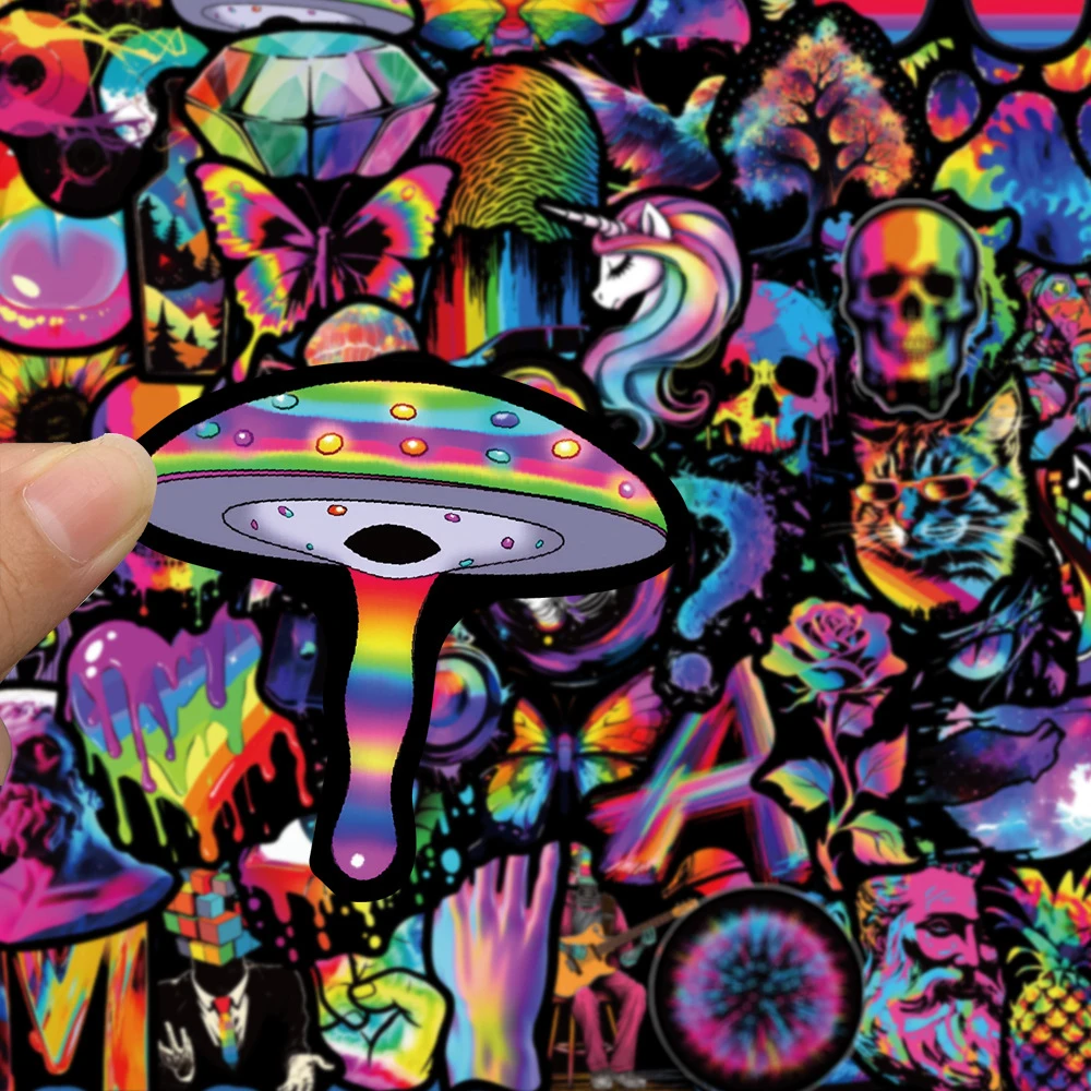 

10/30/50pcs Colorful Rainbow Series Graffiti Stickers Creative Aesthetic Art Decals Laptop Scrapbook Phone Cartoon Skull Sticker