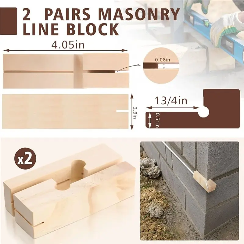 BMBY-For أدوات البناء 4 بوصة كتل خط 2 أزواج لخطوط سلسلة البناء كتل الخرسانة #6