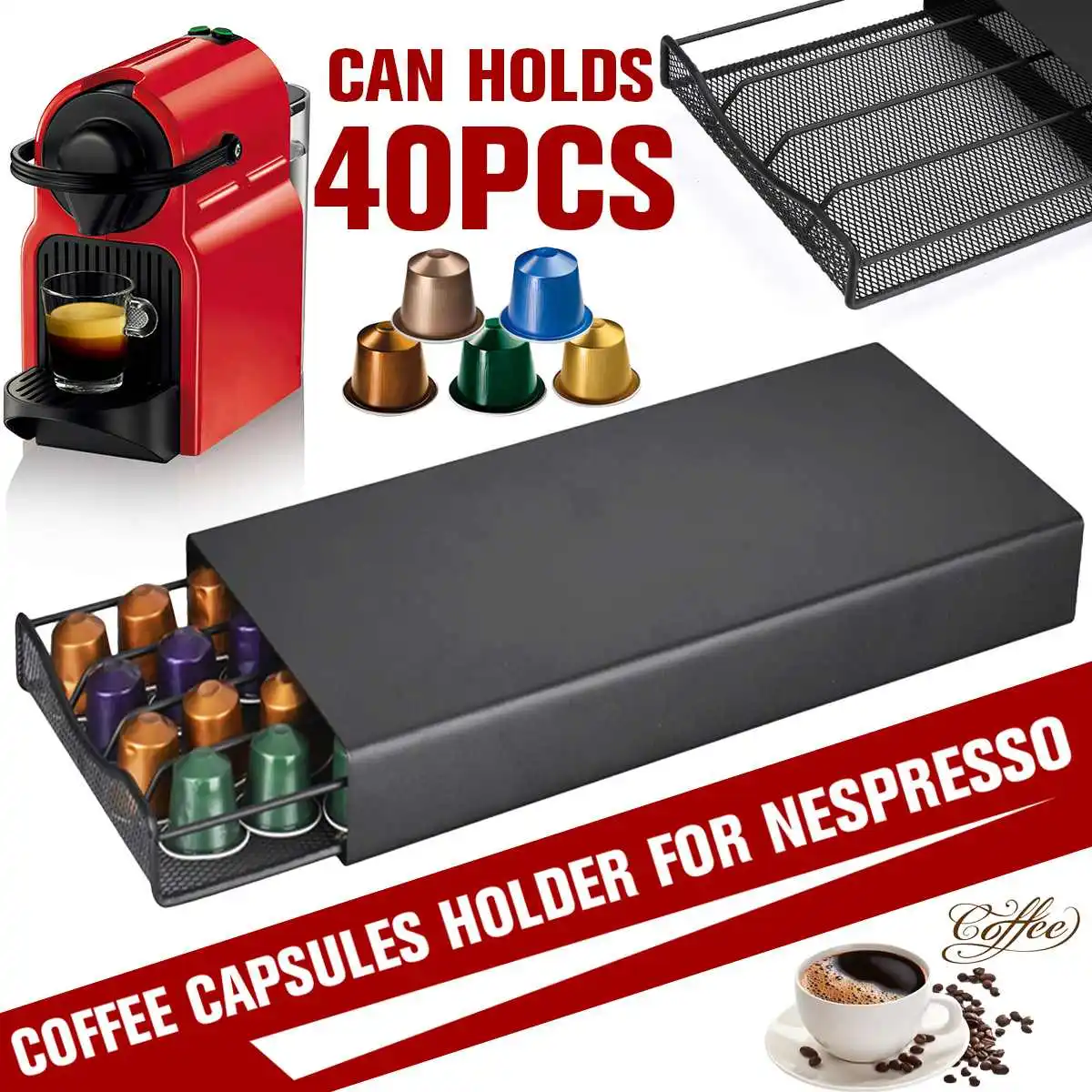 40 Pods Coffee Capsule Organizer Storage For Nespresso Coffee Capsule Stand Practical Coffee Drawers Capsules Holder Shelves