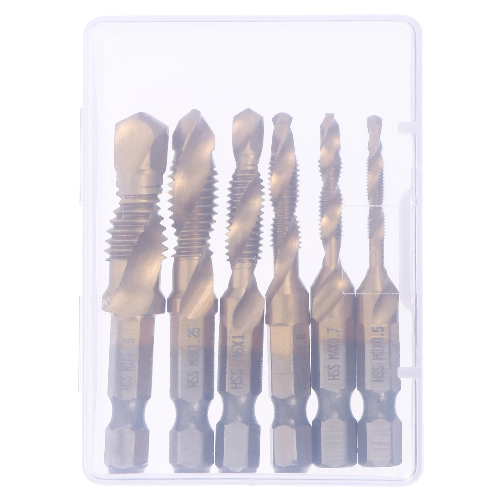 

6Pcs Combination Drill Tap Bit Gadget Unique Design Easy Use Maintenance Accessory Lightweight Durable Case Drill Tap Bit