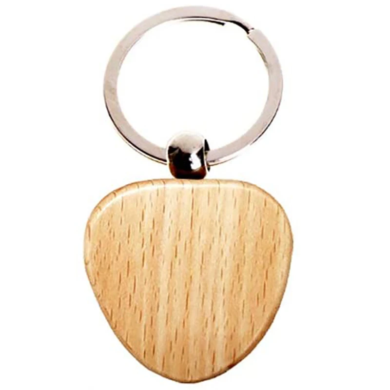 60Pcs Blank Heart Wooden Key Chain DIY Promotion Keychain Keyring Pendant Tags Promotional