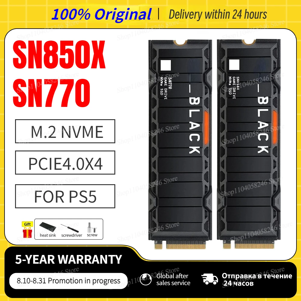 Original SN850X SSD PCIe 5.0 NVMe 4.0 M.2 2280 1TB 2TB 4TB SSD Internal Solid State Hard Drive For Laptop Desktop PC Computer