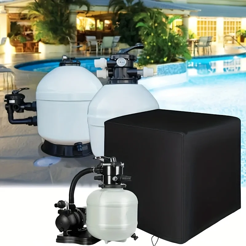 Jahresrunde Sandfilterpumpe, Poolabdeckung, robuster Zugverschluss, Allwetter-Schutz für oberirdische Pools und Spa-Systeme