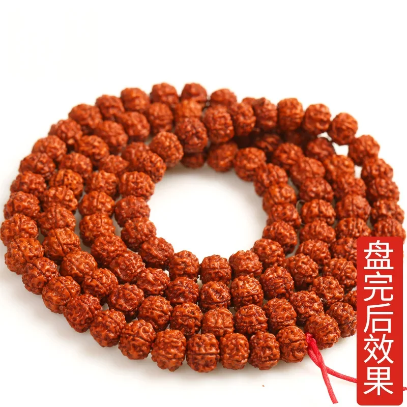 Natural Indonesian Vajrayana Bodhi Hand Skewers with 108 Piece of Exploding Meat Bangle Cultural Buddhist Beads Necklace Jewelry