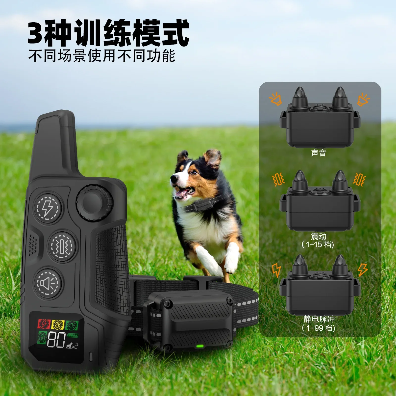 Pet dog trainer Color screen dog trainer Remote control bark stop Waterproof whistle stop