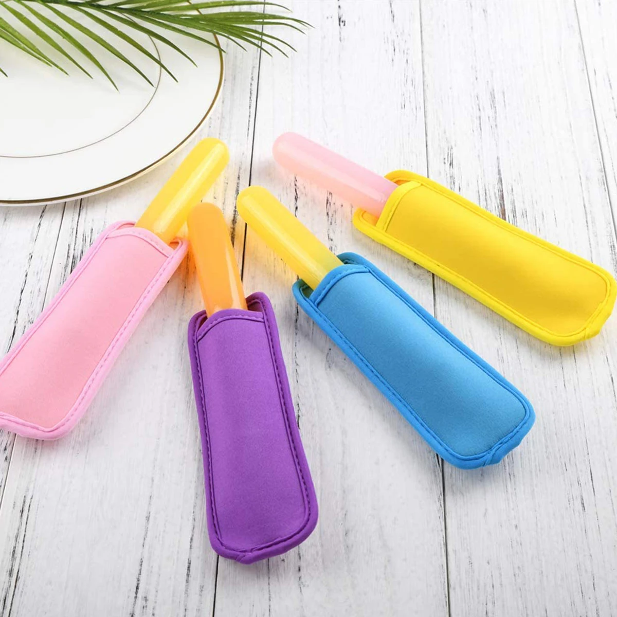 2 pezzi maniche in Neoprene per ghiaccio Pop riutilizzabili antigelo porta ghiaccioli borse maniche isolanti per gelato per bambini e feste in spiaggia
