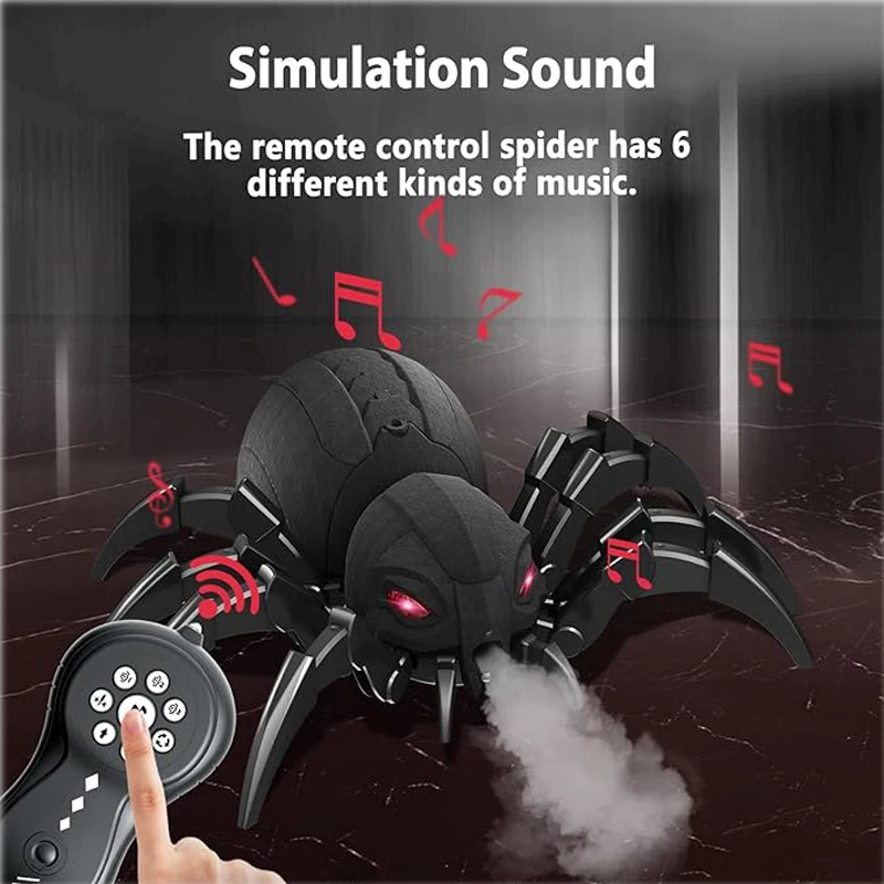 Simulation Electric Rc Spray Spider Novelty Children Toy Wireless Remote Control Light Music Animal Realistic Christmas Pet Toy